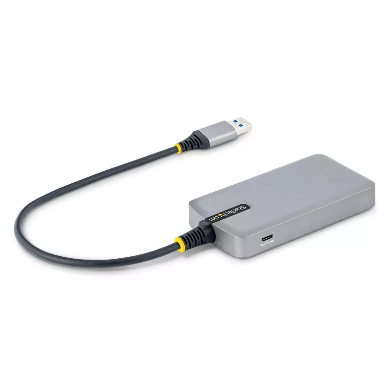 StarTech.com 3-pordine USB-jaotur Ethernetiga - 3x USB-A porti - Gigabit Ethernet (RJ-45) - USB 3.0 5Gbps - Siinivõimsusel - 1 jalga/30 cm pikk kaabel - Kaasaskantav sülearvuti USB-jaoturi adapter koos GbE-ga