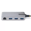 StarTech.com 3-pordine USB-jaotur Ethernetiga - 3x USB-A porti - Gigabit Ethernet (RJ-45) - USB 3.0 5Gbps - Siinivõimsusel - 1 jalga/30 cm pikk kaabel - Kaasaskantav sülearvuti USB-jaoturi adapter koos GbE-ga
