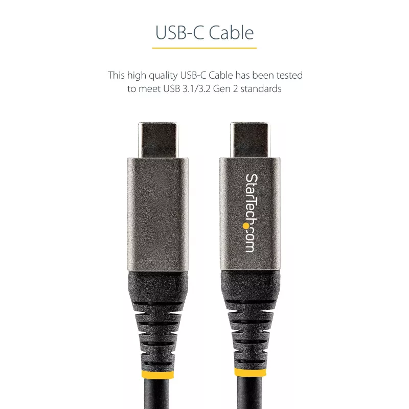 StarTech.com 20 tolli (50 cm) USB-C kaabel 10 Gbit/s – USB 3.1 USB-C kaabel – 100 W (5 A) toiteedastusega laadimine, DP Alt Mode – USB-C juhe USB-C sülearvutile/telefonile/seadmele – laadimine/sünkroonimine
