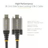 StarTech.com 3 jalga (1 m) külgkruviga lukustatav USB-C kaabel 10 Gbit/s – USB-IF sertifitseeritud USB-C kaabel – USB 3.1/3.2 Gen 2 C-tüüpi kaabel – 100 W (5 A) Power Delivery laadimine, DP Alt Mode – kahekordne kruvilukk – USB-C juhe laadimiseks/sünkroonimiseks