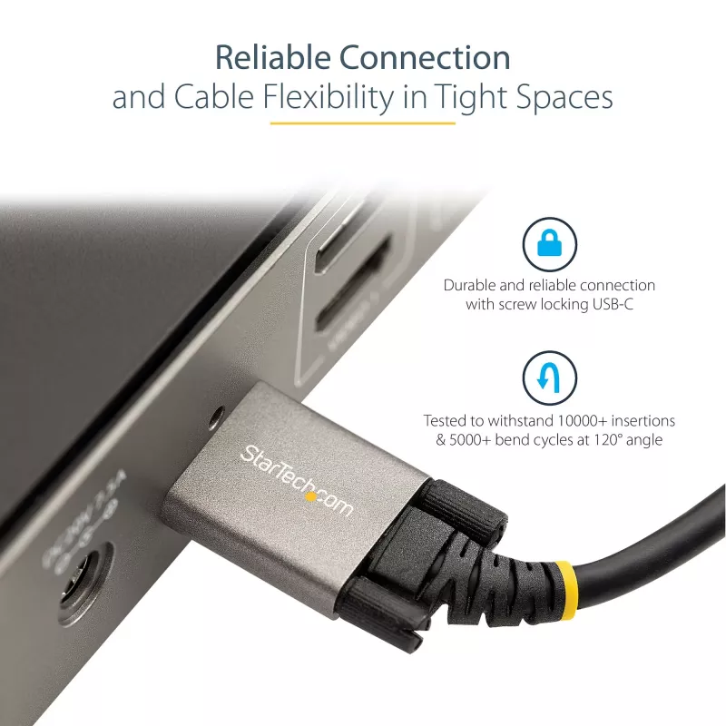 StarTech.com 3 jalga (1 m) külgkruviga lukustatav USB-C kaabel 10 Gbit/s – USB-IF sertifitseeritud USB-C kaabel – USB 3.1/3.2 Gen 2 C-tüüpi kaabel – 100 W (5 A) Power Delivery laadimine, DP Alt Mode – kahekordne kruvilukk – USB-C juhe laadimiseks/sünkroonimiseks
