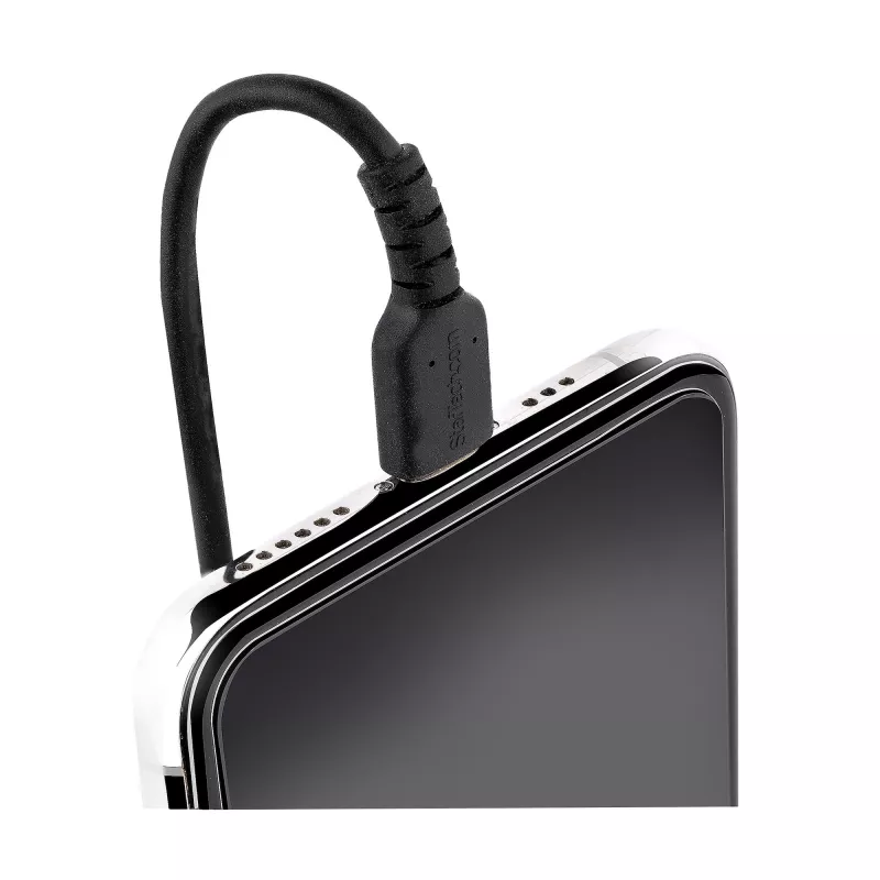StarTech.com 1 m (3 jalga) USB-C–Lightning-kaabel, MFi-sertifikaadiga, spiraalne iPhone'i laadimiskaabel, must, vastupidav TPE-kate aramiidkiuga, tugev spiraalne Lightning-kaabel