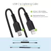 StarTech.com 1 m (3 jalga) USB-C–Lightning-kaabel, MFi-sertifikaadiga, spiraalne iPhone'i laadimiskaabel, must, vastupidav TPE-kate aramiidkiuga, tugev spiraalne Lightning-kaabel