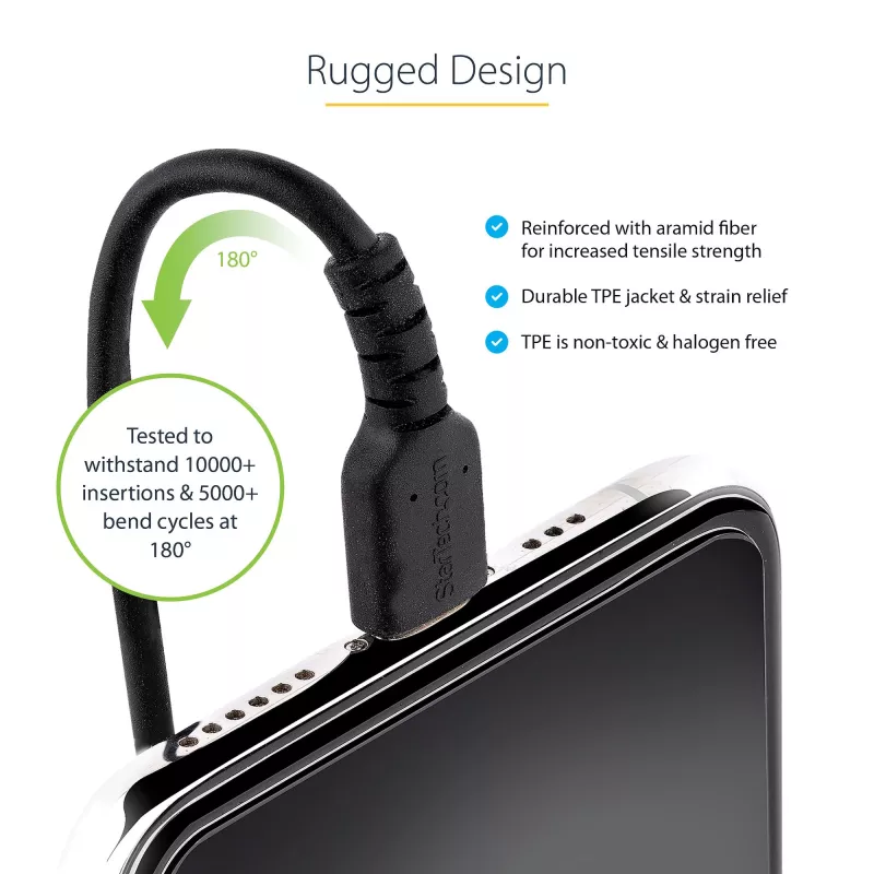 StarTech.com 1 m (3 jalga) USB-C–Lightning-kaabel, MFi-sertifikaadiga, spiraalne iPhone'i laadimiskaabel, must, vastupidav TPE-kate aramiidkiuga, tugev spiraalne Lightning-kaabel