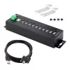 StarTech.com 10-pordiline tööstuslik USB 2.0 jaotur, vastupidav USB-jaotur ESD 4. taseme kaitsega, DIN-/seina-/lauakinnitusega USB-A jaotur, USB-pordilaiendaja lukustatavate portidega, mitme pordiga USB-jaotur