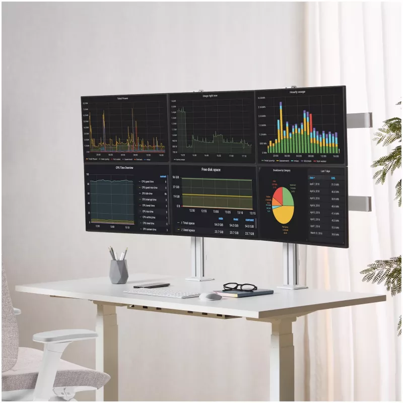 StarTech.com kuue monitori lauakinnitus koos risttalaga, kuni 32-tolliste arvutiekraanide jaoks, max 17,6 naela (8 kg) ühele, topeltsammas, C-klamber/läbiviigukork, kõrgus reguleeritav