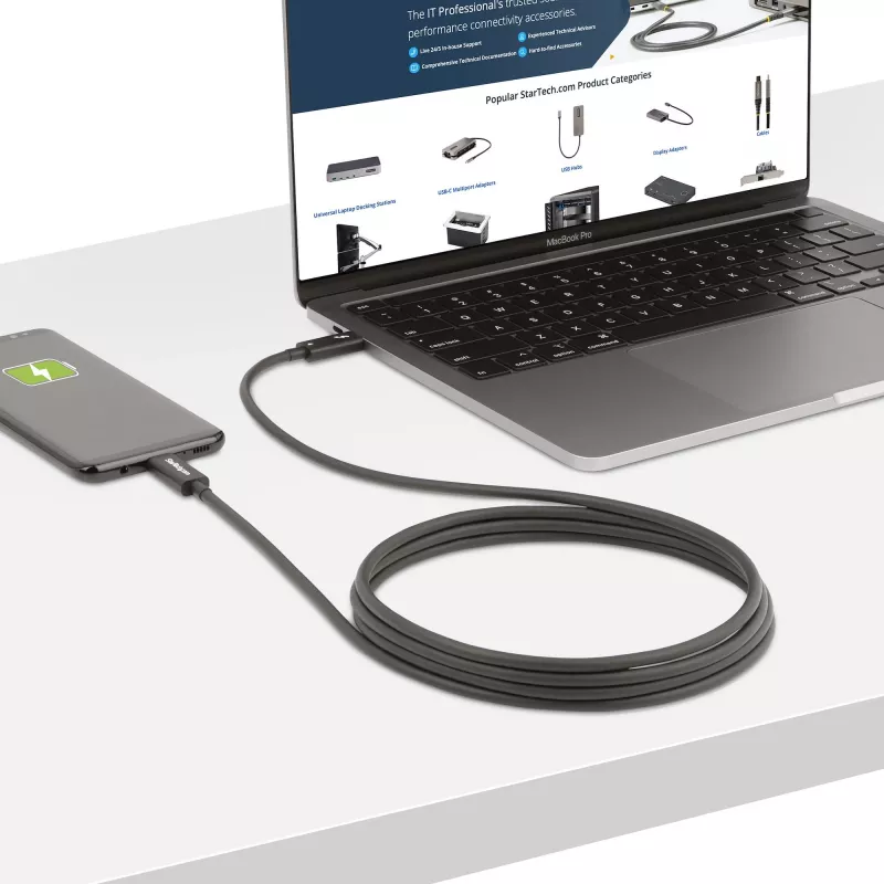 StarTech.com 6ft (2m) Active Thunderbolt 4 kaabel, 40Gbps, 100W Power Delivery, 4K/8K Video, Intel-Certified Thunderbolt kaabel - Ühilduv w/ USB4/Thunderbolt 4/ USB 3.2/ USB USB-C/DisplayPort/Thunderbolt 3