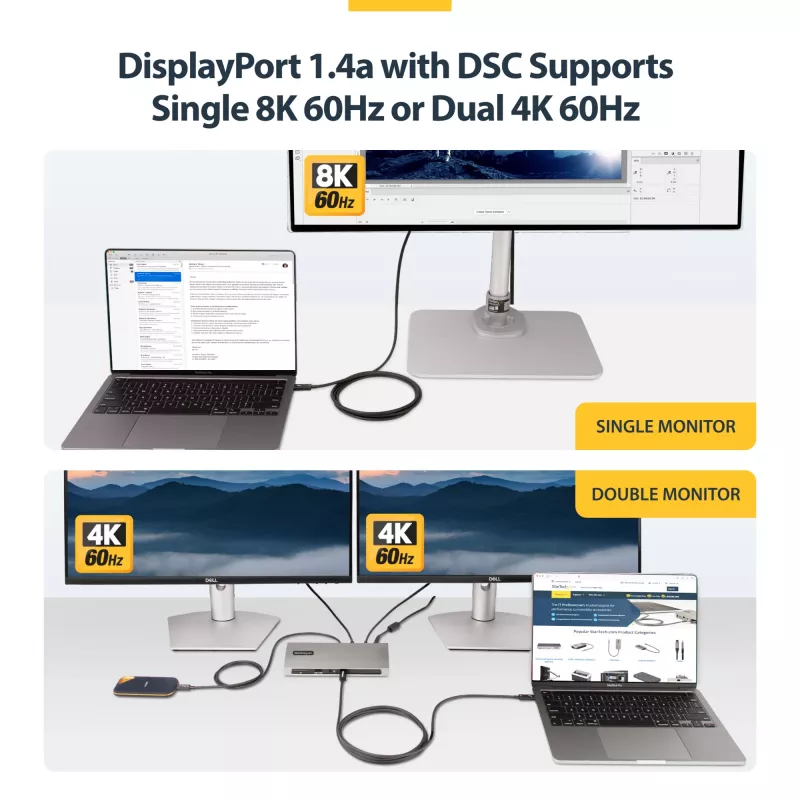 StarTech.com 6ft (2m) Active Thunderbolt 4 kaabel, 40Gbps, 100W Power Delivery, 4K/8K Video, Intel-Certified Thunderbolt kaabel - Ühilduv w/ USB4/Thunderbolt 4/ USB 3.2/ USB USB-C/DisplayPort/Thunderbolt 3