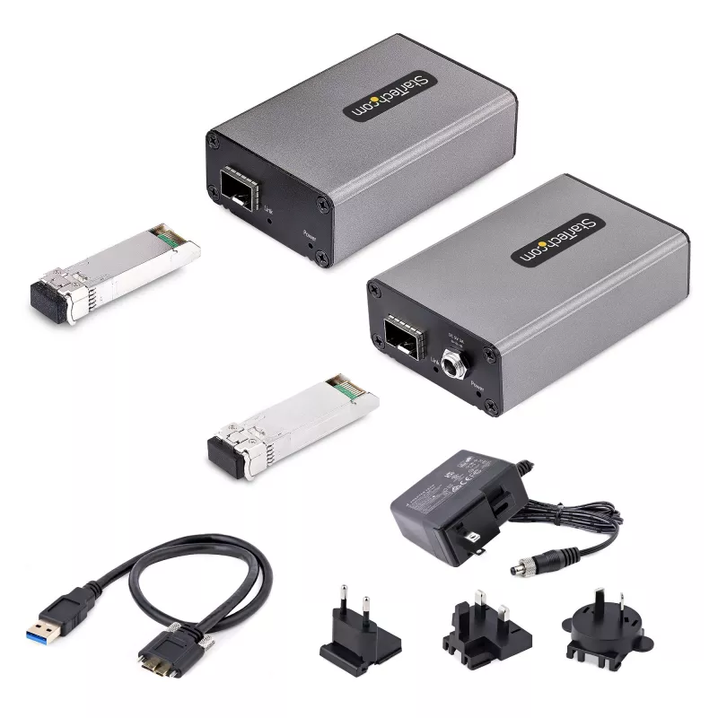 StarTech.com 2-pordiline USB 3.0 pikendaja üle OM3 mitmemoodilise kiu – LC/LC – 2x 5 Gbit/s USB-A jaotur – 350 m (1150 jala) ulatus – vastupidav USB fiiberoptiline pikendaja – optiline USB pikendaja