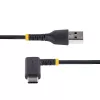 StarTech.com 6in (15cm) USB A kuni C laadimiskaabel täisnurkne – vastupidav kiirlaadimise USB-C kaabel – must USB 2.0 A kuni USB-C – töökindel aramiidkiud – 3A – lühike USB laadimisjuhe