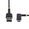 StarTech.com 6in (15cm) USB A kuni C laadimiskaabel täisnurkne – vastupidav kiirlaadimise USB-C kaabel – must USB 2.0 A kuni USB-C – töökindel aramiidkiud – 3A – lühike USB laadimisjuhe