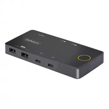 StarTech.com 2-pordiline USB-C KVM-lüliti, ühe 4K 60 Hz HDMI monitori jaoks, kahe 100 W toiteedastuse läbipääsupordiga, siinitoitel, USB USB-C/USB4/Thunderbolt 3/4 ühilduv – väikevormitegur