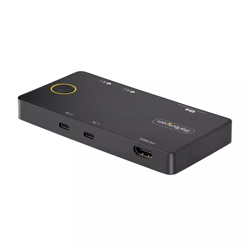 StarTech.com 2-pordiline USB-C KVM-lüliti, ühe 4K 60 Hz HDMI monitori jaoks, kahe 100 W toiteedastuse läbipääsupordiga, siinitoitel, USB USB-C/USB4/Thunderbolt 3/4 ühilduv – väikevormitegur