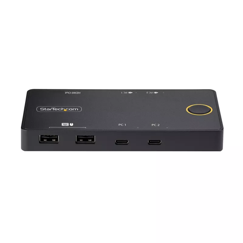 StarTech.com 2-pordiline USB-C KVM-lüliti, ühe 4K 60 Hz HDMI monitori jaoks, kahe 100 W toiteedastuse läbipääsupordiga, siinitoitel, USB USB-C/USB4/Thunderbolt 3/4 ühilduv – väikevormitegur