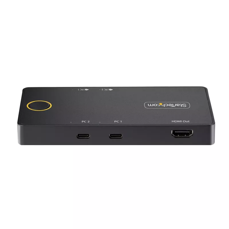 StarTech.com 2-pordiline USB-C KVM-lüliti, ühe 4K 60 Hz HDMI monitori jaoks, kahe 100 W toiteedastuse läbipääsupordiga, siinitoitel, USB USB-C/USB4/Thunderbolt 3/4 ühilduv – väikevormitegur