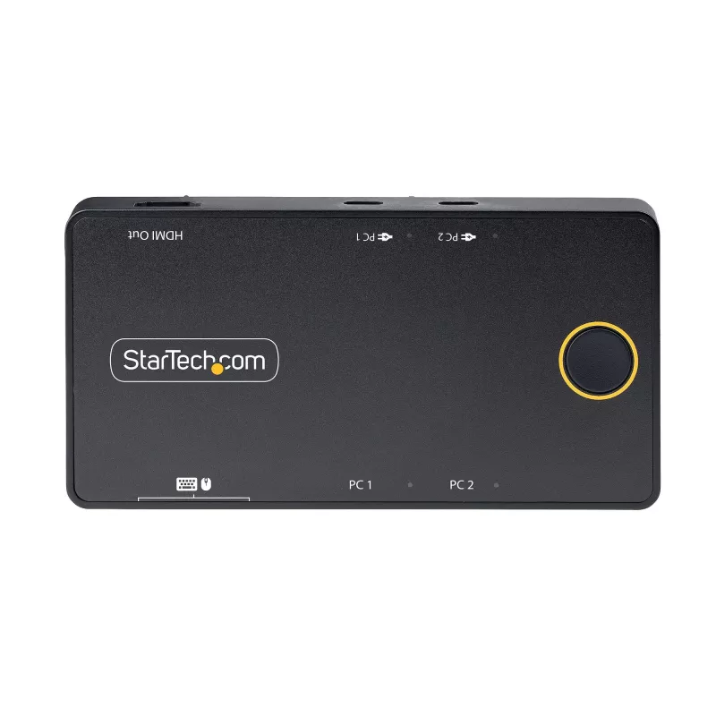 StarTech.com 2-pordiline USB-C KVM-lüliti, ühe 4K 60 Hz HDMI monitori jaoks, kahe 100 W toiteedastuse läbipääsupordiga, siinitoitel, USB USB-C/USB4/Thunderbolt 3/4 ühilduv – väikevormitegur