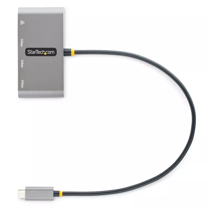 StarTech.com 3-pordiline USB-C jaotur Ethernetiga - 3x USB-A - Gigabit Ethernet - USB 3.0 5 Gbit/s - siiniga toidetav - 1 jala/30 cm pikk USB USB-C hostkaabel - GbE - kaasaskantav USB-C–USB-A jaotur