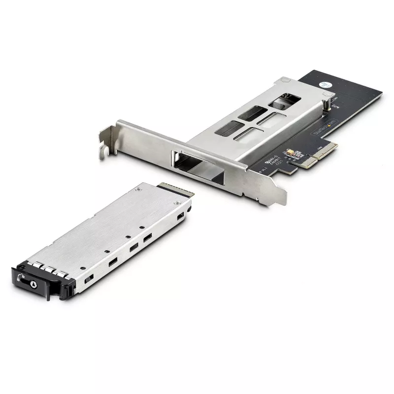 StarTech.com M.2 NVMe SSD PCIe x4 mobiilne sahtel/tagapaneel eemaldatava salvega PCI Expressi laienduspesasse, tööriistadeta paigaldus, PCIe 4.0/3.0 kiirvahetusega draivisahtel, võtmelukk – 2 võtit kaasas