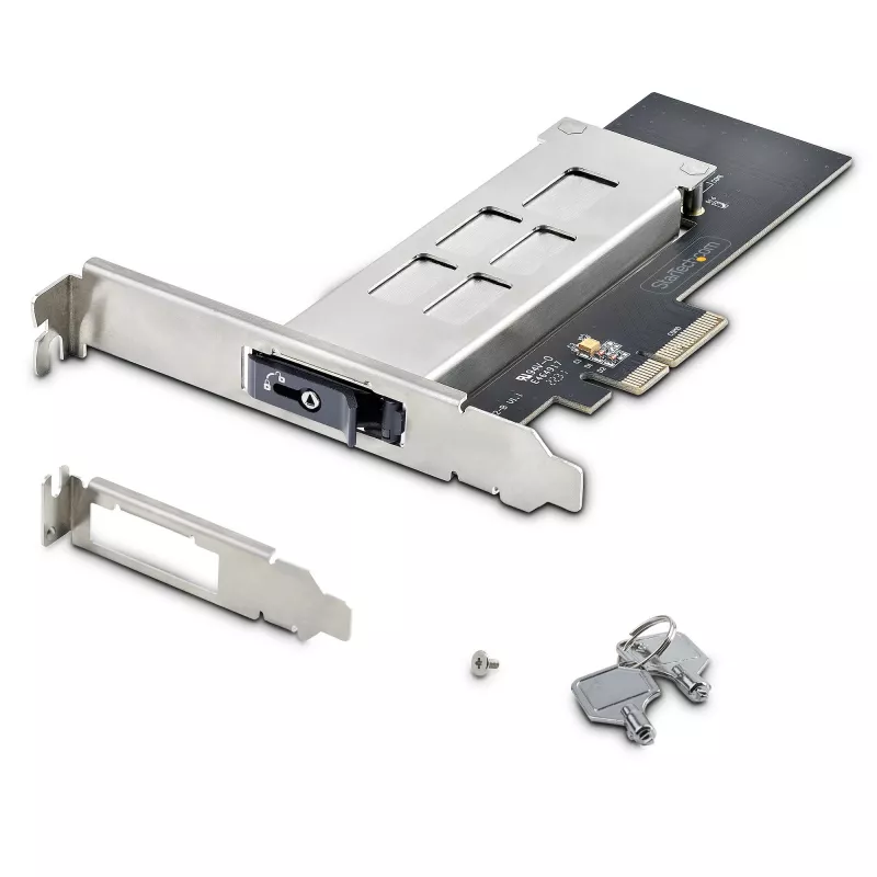 StarTech.com M.2 NVMe SSD PCIe x4 mobiilne sahtel/tagapaneel eemaldatava salvega PCI Expressi laienduspesasse, tööriistadeta paigaldus, PCIe 4.0/3.0 kiirvahetusega draivisahtel, võtmelukk – 2 võtit kaasas