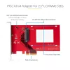 StarTech.com U.3 PCIe-adapterkaart, PCIe 4.0 x4 adapter 2,5-tollistele U.3 NVMe SSD-dele, SFF-TA-1001 PCI Express lisakaart lauaarvutitele/serveritele, TAA vastavuses – OS-iseseisev