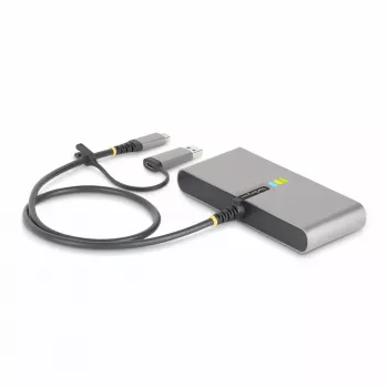 StarTech.com 2-pordiline USB-C-jaotur Etherneti ja RS-232-ga, kinnitatud USB-C–USB-A adapter, 100 W PD läbipääs, 2x USB-A 5 Gbit/s, Gigabit Ethernet, RS232 jadaport (FTDI)