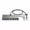 StarTech.com 2-pordiline USB-C-jaotur Etherneti ja RS-232-ga, kinnitatud USB-C–USB-A adapter, 100 W PD läbipääs, 2x USB-A 5 Gbit/s, Gigabit Ethernet, RS232 jadaport (FTDI)