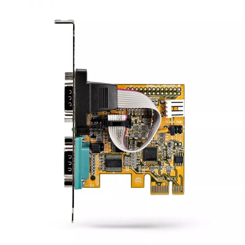 StarTech.com 2-pordiline PCI Express jadaliidese kaart, kahe pordiga PCIe-RS232 (DB9) jadakaart, 16C1050 UART, madala/täisprofiiliga kronsteinid, COM-i säilitamine, Windowsile/Linuxile