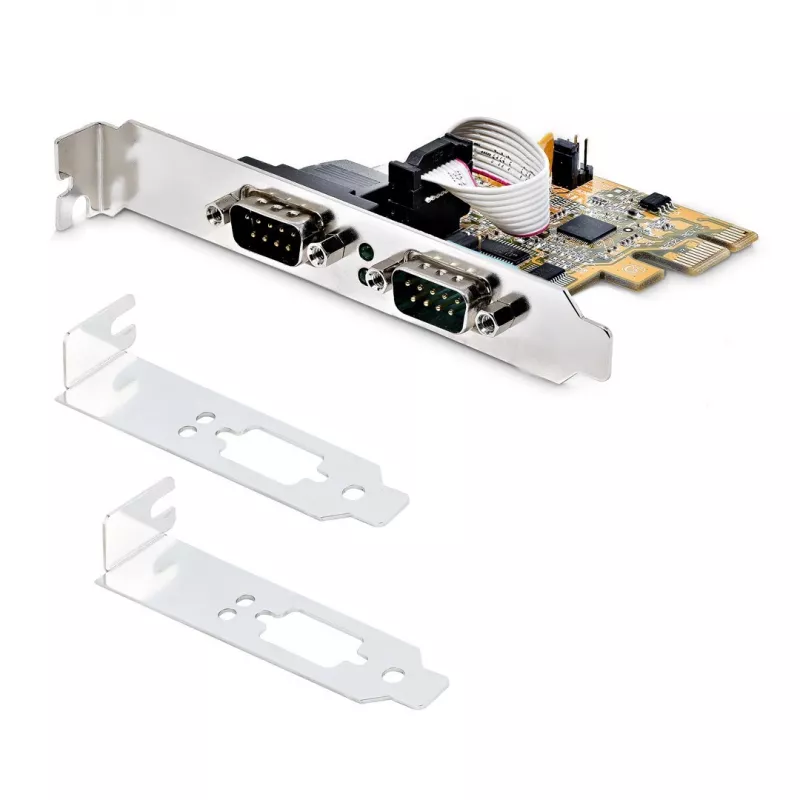 StarTech.com 2-pordiline PCI Express jadaliidese kaart, kahe pordiga PCIe-RS232 (DB9) jadakaart, 16C1050 UART, madala/täisprofiiliga kronsteinid, COM-i säilitamine, Windowsile/Linuxile