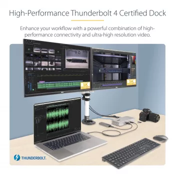 StarTech.com universaalne USB4 ja Thunderbolt 4 dokkimisjaam, nelja ekraani tugi Windowsis, kahe ekraani tugi MacBookis, HDMI DP dokk 98 W sülearvuti laadimisega