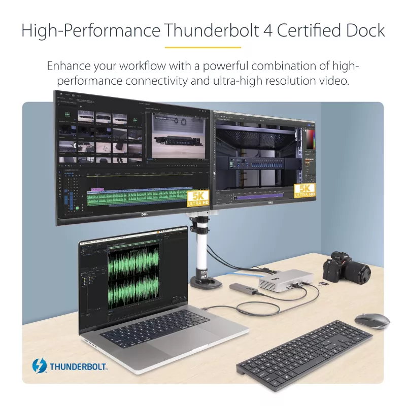 StarTech.com universaalne USB4 ja Thunderbolt 4 dokkimisjaam, nelja ekraani tugi Windowsis, kahe ekraani tugi MacBookis, HDMI DP dokk 98 W sülearvuti laadimisega