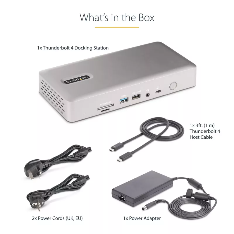 StarTech.com universaalne USB4 ja Thunderbolt 4 dokkimisjaam, nelja ekraani tugi Windowsis, kahe ekraani tugi MacBookis, HDMI DP dokk 98 W sülearvuti laadimisega
