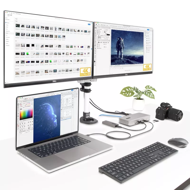 StarTech.com universaalne USB4 ja Thunderbolt 4 dokkimisjaam, nelja ekraani tugi Windowsis, kahe ekraani tugi MacBookis, HDMI DP dokk 98 W sülearvuti laadimisega
