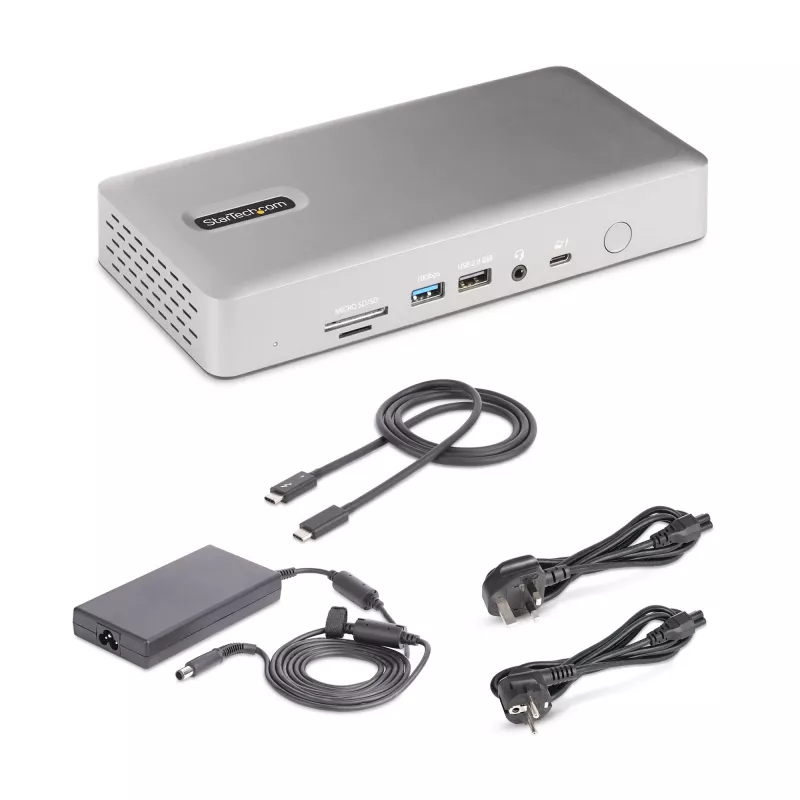 StarTech.com universaalne USB4 ja Thunderbolt 4 dokkimisjaam, nelja ekraani tugi Windowsis, kahe ekraani tugi MacBookis, HDMI DP dokk 98 W sülearvuti laadimisega