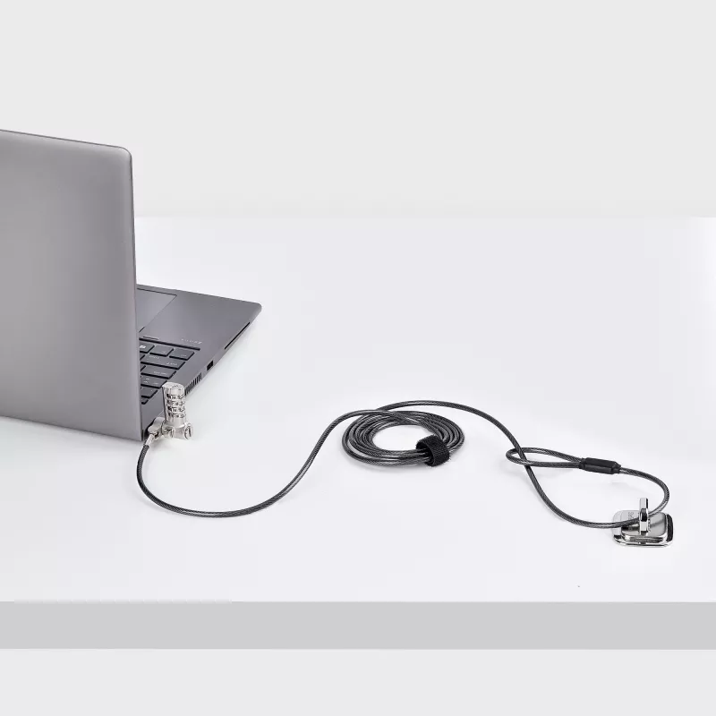 StarTech.com Universaalne sülearvutilukk 6,6 jalga (2 m), turvakaabel sülearvutile, ühildub Noble Wedge®/Nano/K-pesaga; võtmeta kombinatsiooniga lukustuskaabel, vargusvastane lõikekindel teraskaabel