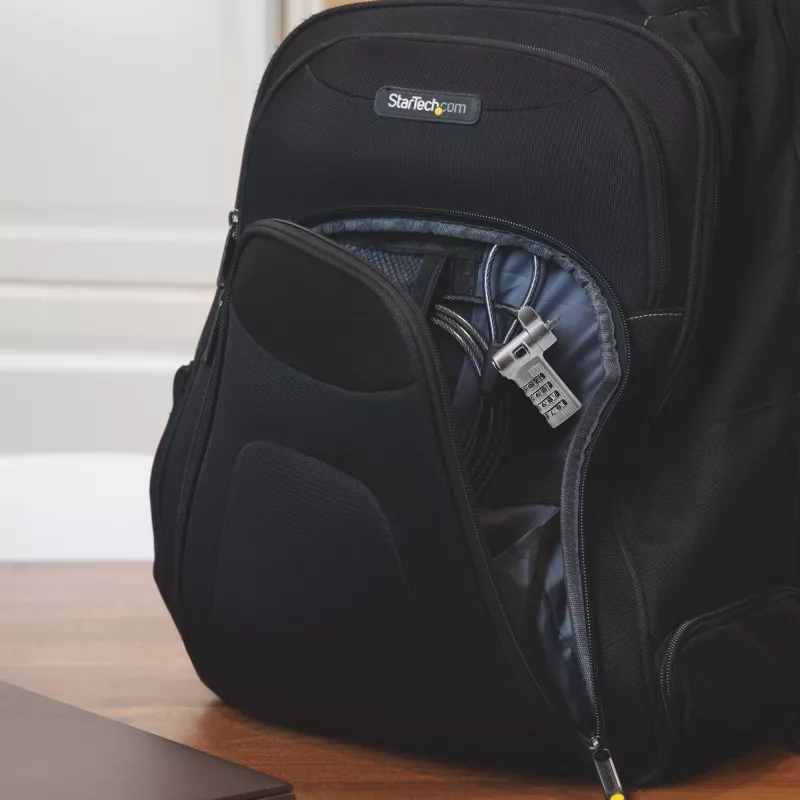 StarTech.com Universaalne sülearvutilukk 6,6 jalga (2 m), turvakaabel sülearvutile, ühildub Noble Wedge®/Nano/K-pesaga; võtmeta kombinatsiooniga lukustuskaabel, vargusvastane lõikekindel teraskaabel
