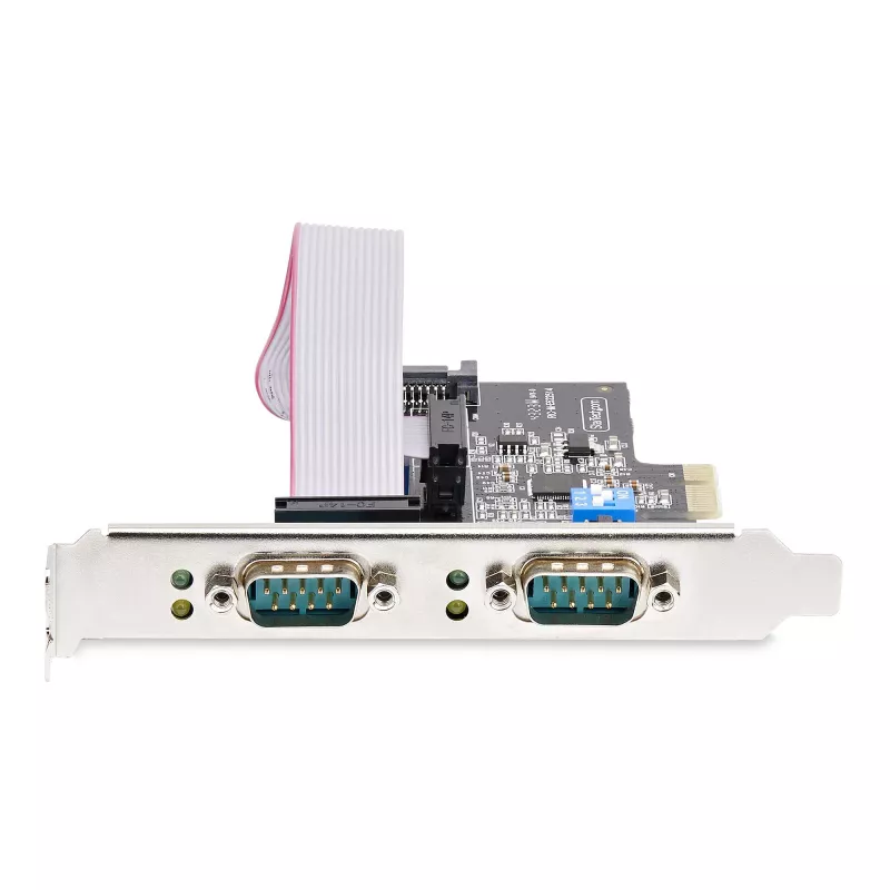 StarTech.com 2-pordiline jadasiiniga PCIe-kaart, kahepordiline PCI Express RS232/RS422/RS485 (DB9) jadakaart, kaasas madalprofiiliga kinnitusklambrid, 16C1050 UART, Windows/Linux, TAA nõuetele vastav – 4. taseme ESD-kaitse