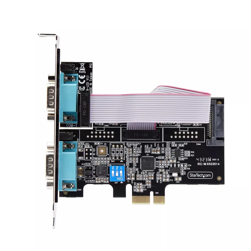 StarTech.com 2-pordiline jadasiiniga PCIe-kaart, kahepordiline PCI Express RS232/RS422/RS485 (DB9) jadakaart, kaasas madalprofiiliga kinnitusklambrid, 16C1050 UART, Windows/Linux, TAA nõuetele vastav – 4. taseme ESD-kaitse