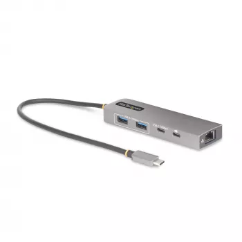 StarTech.com 3-pordiline USB-C jaotur 2,5 Gbps Etherneti ja 100 W toite edastuse läbipääsupordiga, USB 3.2 10 Gbps, 2x USB-A / 1x USB-C, kaasaskantav USB USB-C adapterjaotur