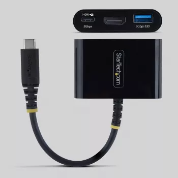 StarTech.com USB-C–HDMI mitme pordiga adapter, 140 W PD laadimine, 4K 60 Hz HDMI, USB 5 Gbit/s jaotur, mini dokk MacBookile / Dellile / Thinkpadile / HP-le / iPadile / tahvelarvutitele