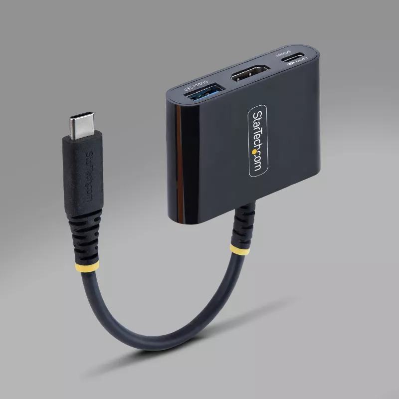 StarTech.com USB-C–HDMI mitme pordiga adapter, 140 W PD laadimine, 4K 60 Hz HDMI, USB 5 Gbit/s jaotur, mini dokk MacBookile / Dellile / Thinkpadile / HP-le / iPadile / tahvelarvutitele