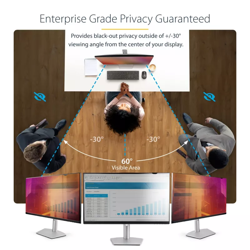 StarTech.com 27-tolline 16:9 kuldne monitori privaatsusfilter, pööratav filter täiustatud privaatsusega, läikiv arvuti turvafilter, eemaldatav ekraanikaitse, +/- 30°