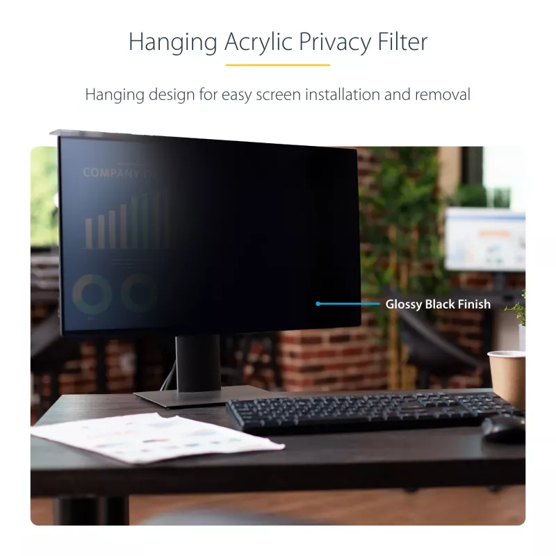 StarTech.com 27-tolline 16:9 arvutimonitori privaatsuskaitse, riputatav akrüülfilter, kiirpaigaldusega turvakaitse, monitori ekraanikaitse, +/- 30° vaatenurk, läikiv