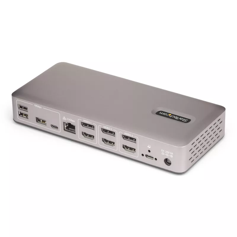 StarTech.com Triple-Monitor USB4 dokkimisjaam, 4K 60Hz HDMI või DisplayPort, 100W sülearvuti laadimine, 2.5GbE, USB-C mitme monitori dokk, draiveritavaba