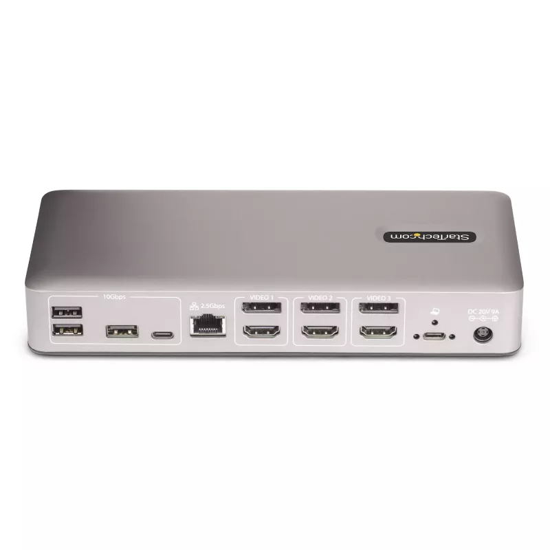 StarTech.com Triple-Monitor USB4 dokkimisjaam, 4K 60Hz HDMI või DisplayPort, 100W sülearvuti laadimine, 2.5GbE, USB-C mitme monitori dokk, draiveritavaba