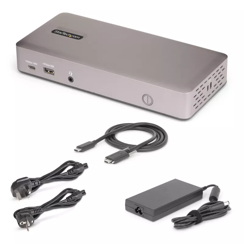 StarTech.com Triple-Monitor USB4 dokkimisjaam, 4K 60Hz HDMI või DisplayPort, 100W sülearvuti laadimine, 2.5GbE, USB-C mitme monitori dokk, draiveritavaba