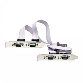 StarTech.com 4-pordiline jadaliidese PCIe-kaart, neljapordiline PCI Express RS232/RS422/RS485 (DB9) jadakaardile, madala profiiliga kronstein kaasas, 16C1050 UART, Windows/Linux, TAA-ühilduv - 4. taseme ESD-kaitse