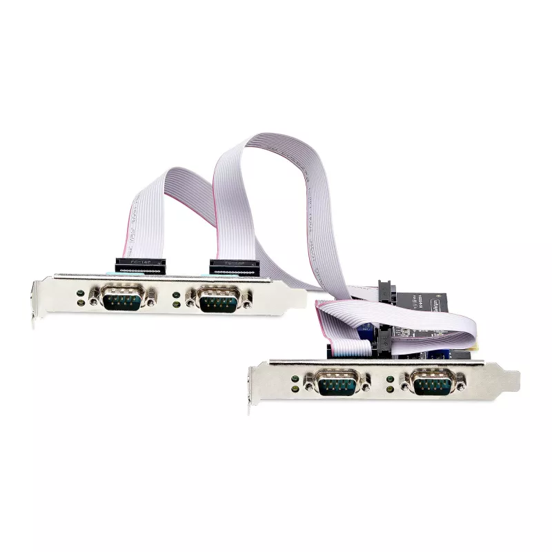 StarTech.com 4-pordiline jadaliidese PCIe-kaart, neljapordiline PCI Express RS232/RS422/RS485 (DB9) jadakaardile, madala profiiliga kronstein kaasas, 16C1050 UART, Windows/Linux, TAA-ühilduv - 4. taseme ESD-kaitse