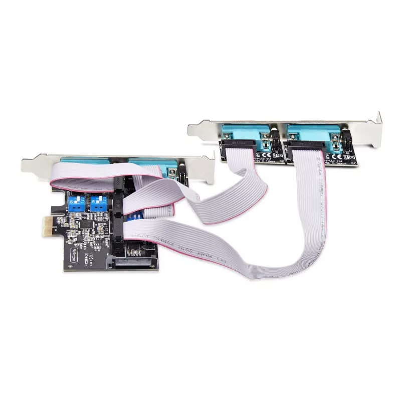 StarTech.com 4-pordiline jadaliidese PCIe-kaart, neljapordiline PCI Express RS232/RS422/RS485 (DB9) jadakaardile, madala profiiliga kronstein kaasas, 16C1050 UART, Windows/Linux, TAA-ühilduv - 4. taseme ESD-kaitse