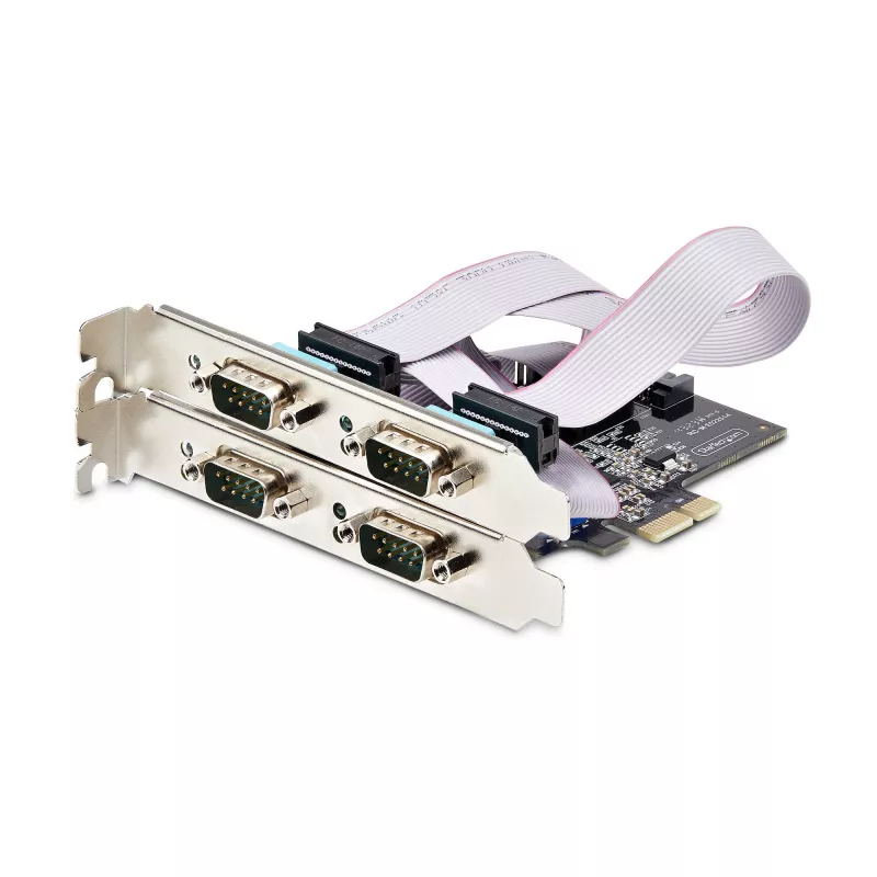 StarTech.com 4-pordiline jadaliidese PCIe-kaart, neljapordiline PCI Express RS232/RS422/RS485 (DB9) jadakaardile, madala profiiliga kronstein kaasas, 16C1050 UART, Windows/Linux, TAA-ühilduv - 4. taseme ESD-kaitse