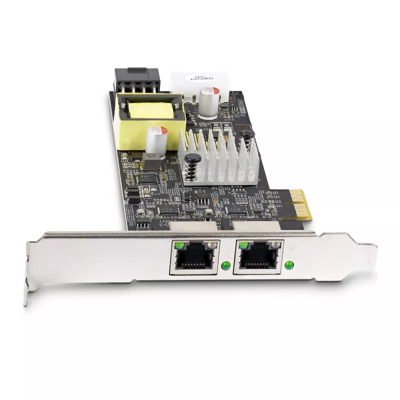 StarTech.com 2-pordiline 2,5 Gbps NBASE-T PoE võrgukaart, kahekordne Intel I225-V, 802.3af/at PoE+ mitme gigabitine NIC, PCI Express serveri LAN-kaart, LP4/8-kontaktiline PCIe-toide